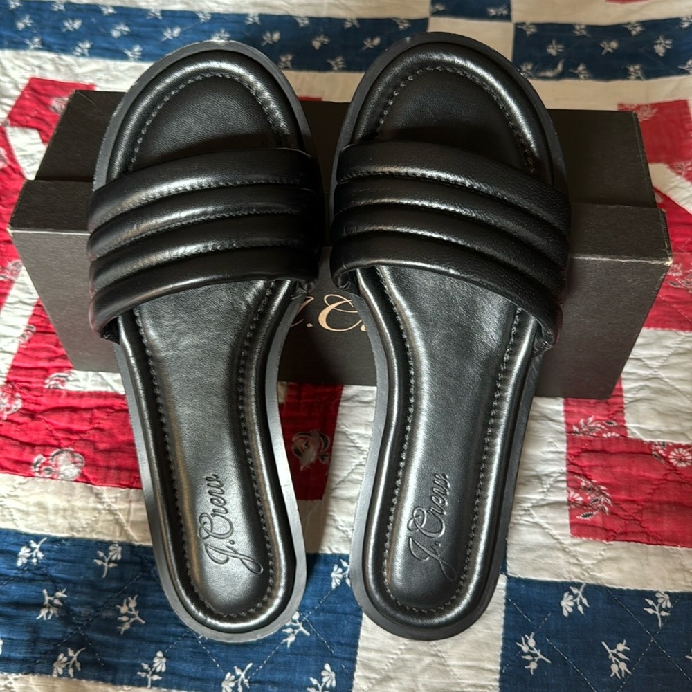 J. Crew Black Sorento genuine leather slide Women’s Size 9